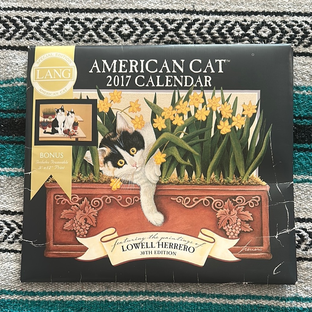 Lang 2017 Wall Calendar "American Cat" featuring the paintings of Lowell Herrero